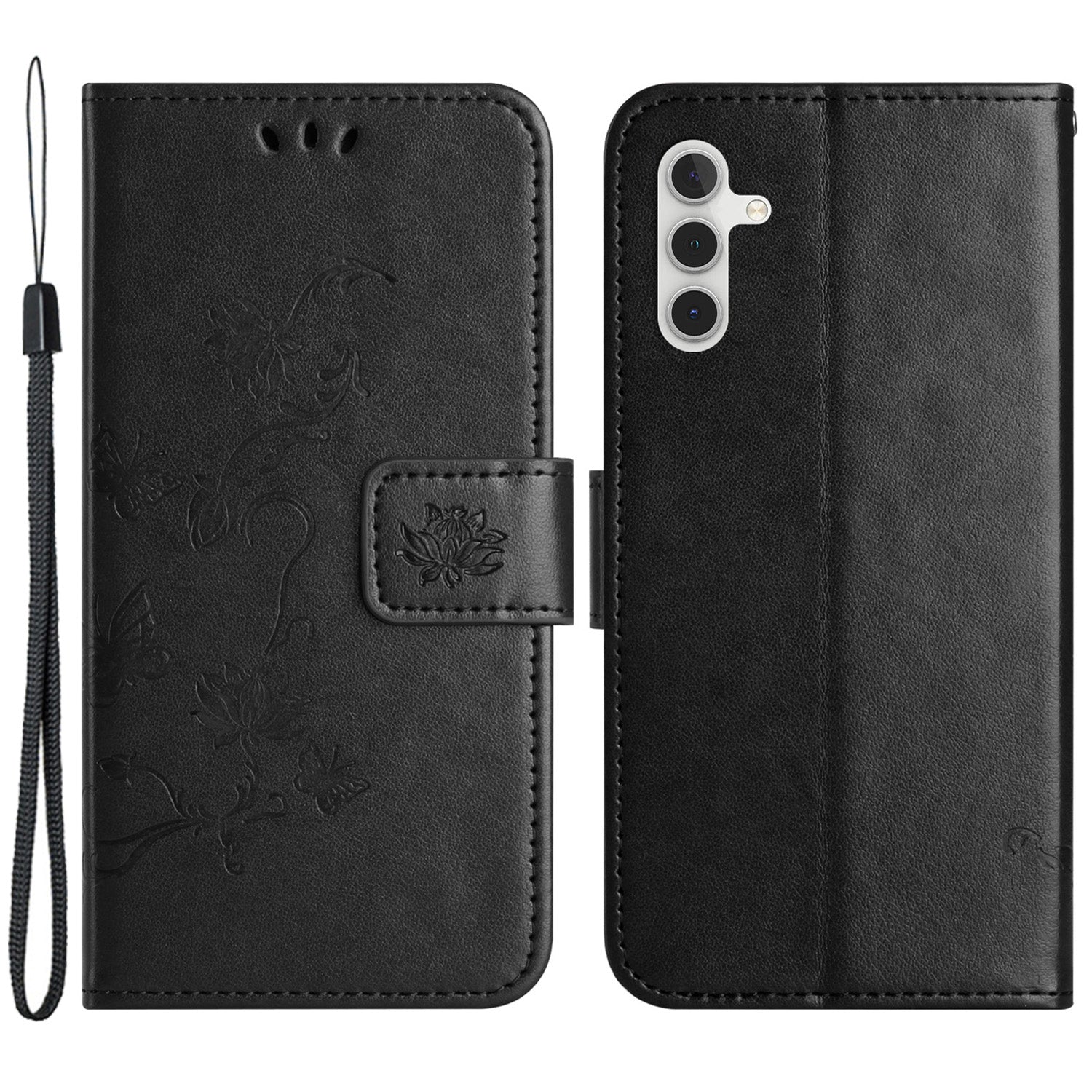 Til Samsung Galaxy A25 5G Ridsesikkert PU-læder Sommerfugleblomst præget pung Telefon Etui Stand Cover Til Samsung Galaxy A25 5G Ridsesikkert PU-læder Sommerfugleblomst præget pung Telefon Etui Stand Cover